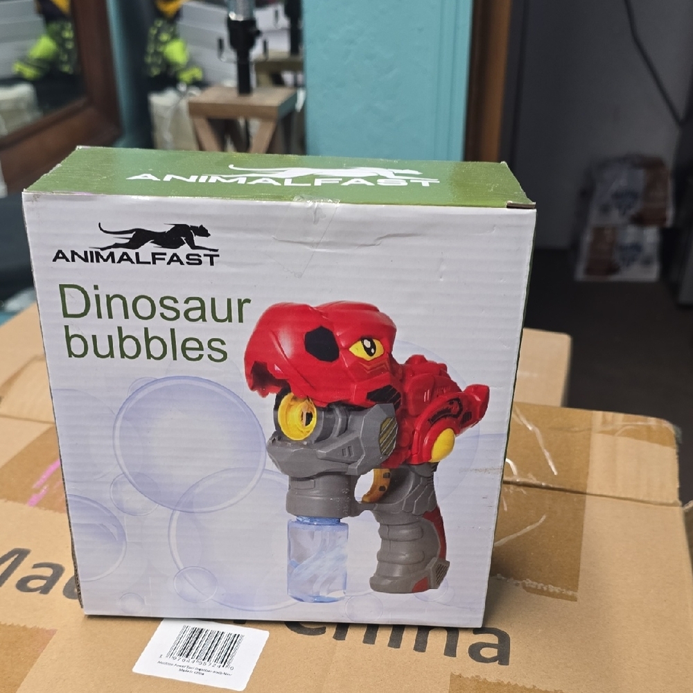Animalfast Red and Gray Dinosaur Bubble Blower